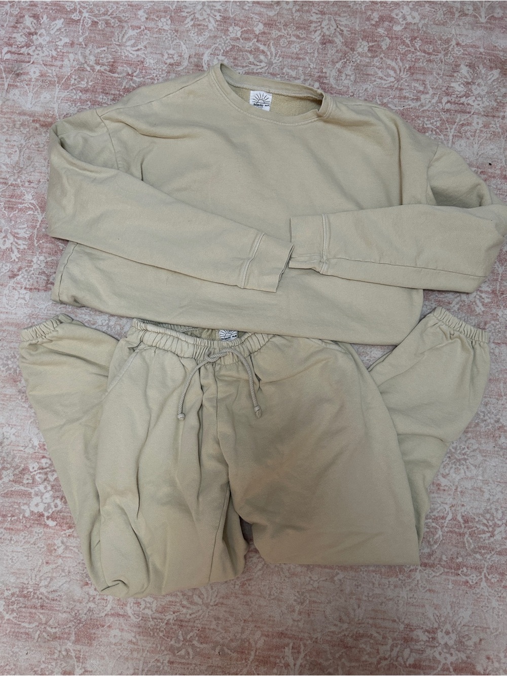 Beige Sweatshirt and Jogger Set